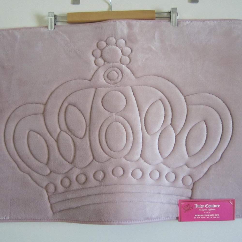 Juicy Couture XL Light Pink Crown Memory Foam Bath Rug Mat